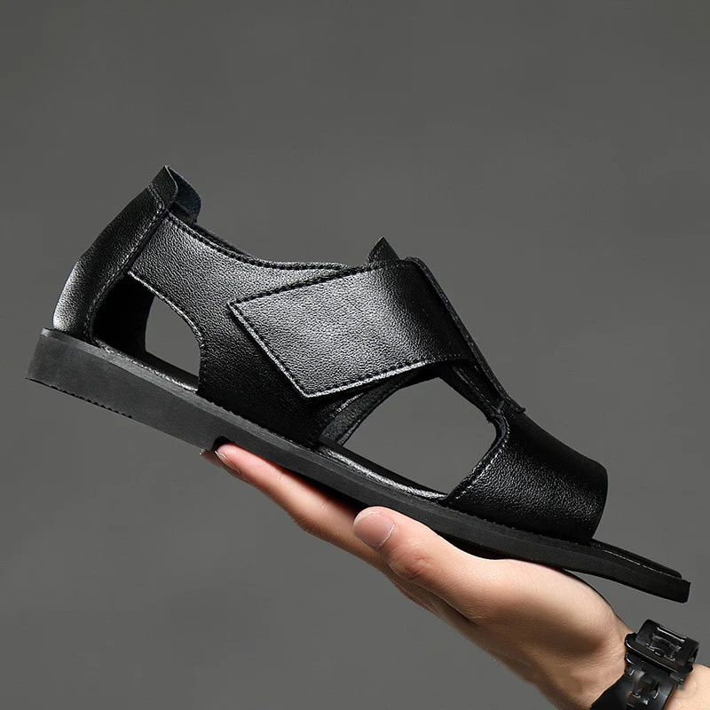 Roman sandals open toe trend breathable leather casual beach shoes