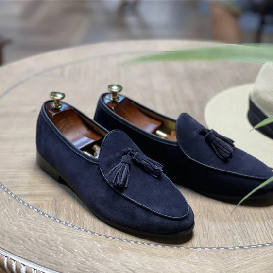 Italian fashion retro British pea shoes fringed loafers