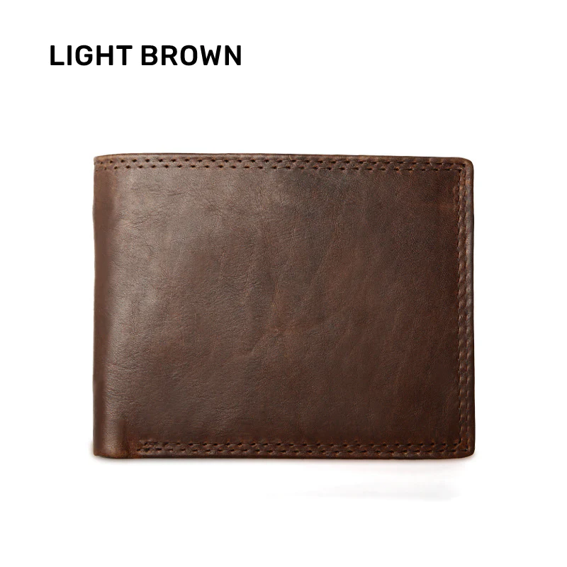 Men's Short Leather Wallet RFID Anti-magnetic Top Layer Leather Wallet