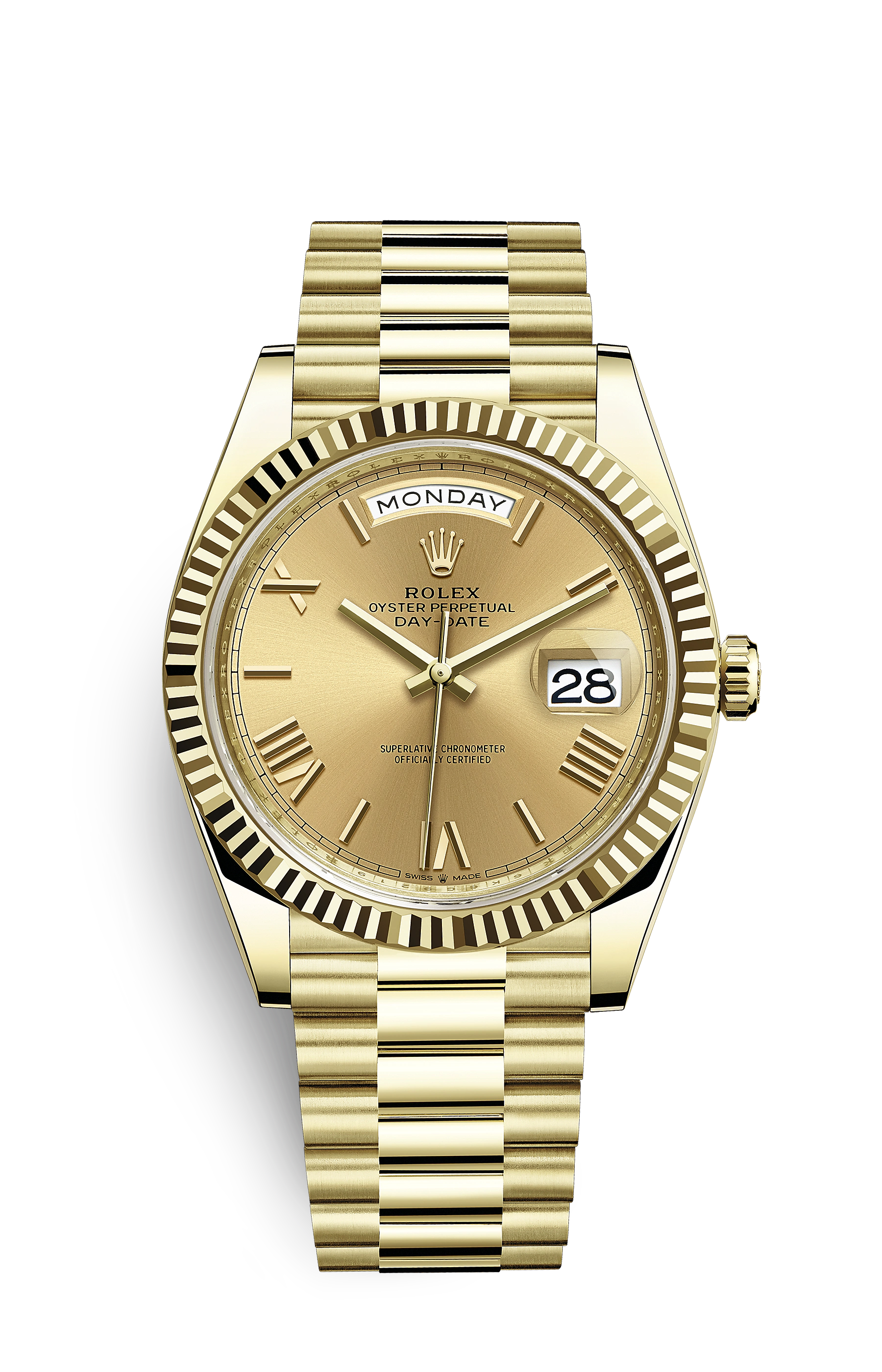 Rolex Day-Date 40mm President Oyster 40 Mm Yellow Gold Green Roman Dial 228238