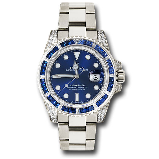 Rolex Submariner Date 116659 SABR 18K White Gold Diamonds Sapphires 41MM