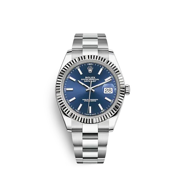 Datejust 41mm Oystersteel and white gold Men's Watch with blue dial