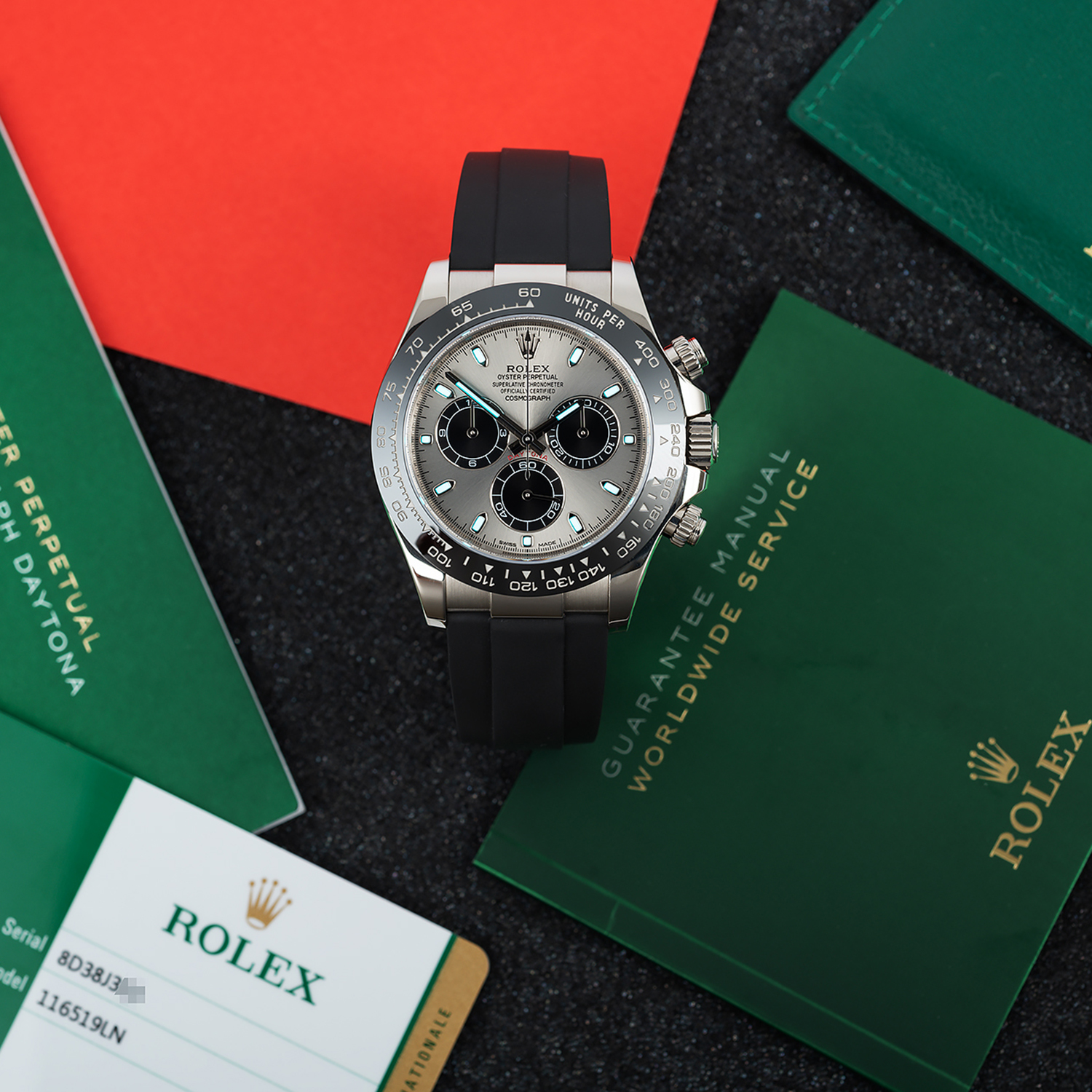 ⚡Big Discount-Rolex Daytona White Gold Steel Dial Oysterflex Strap 116519ln-0027