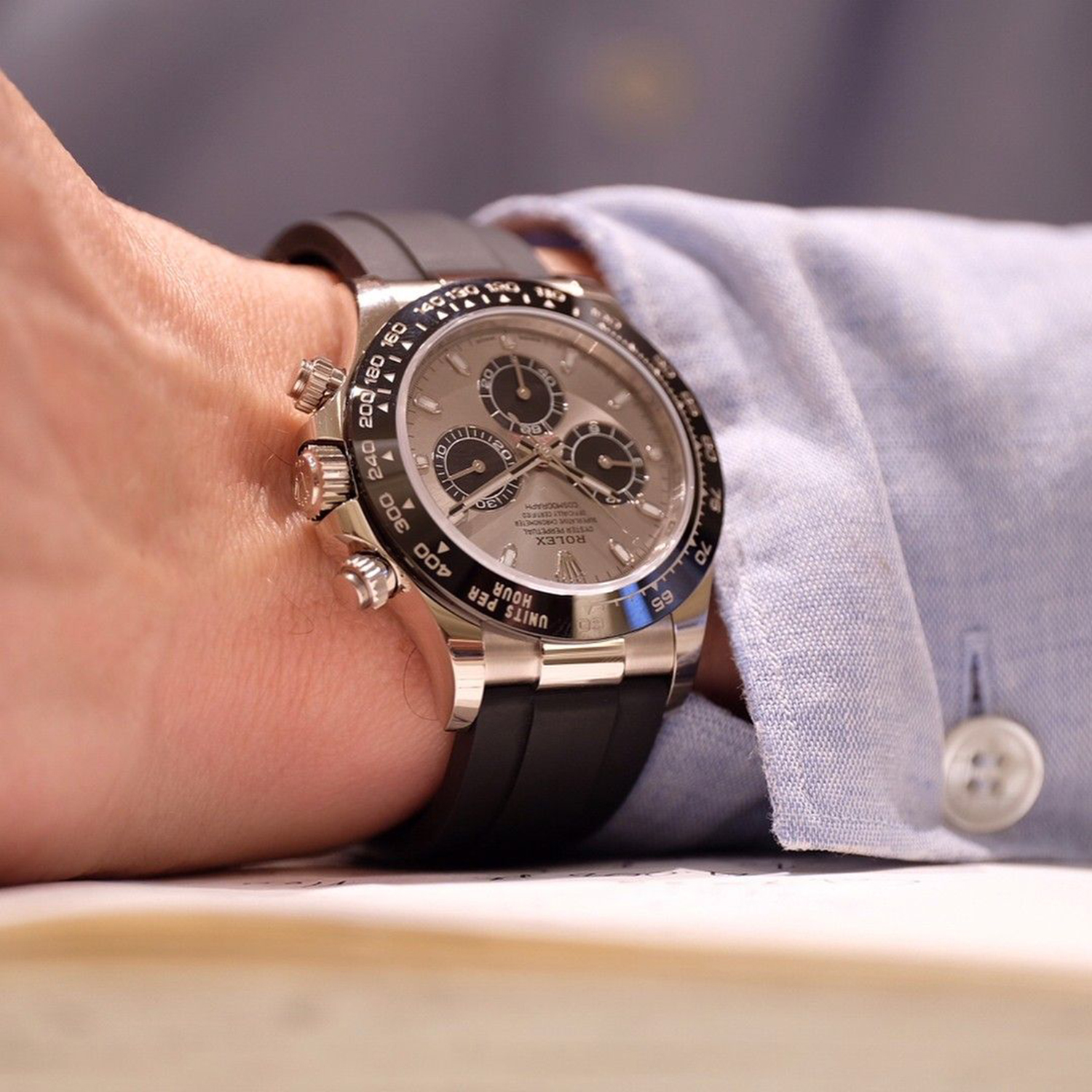 ⚡Big Discount-Rolex Daytona White Gold Steel Dial Oysterflex Strap 116519ln-0027