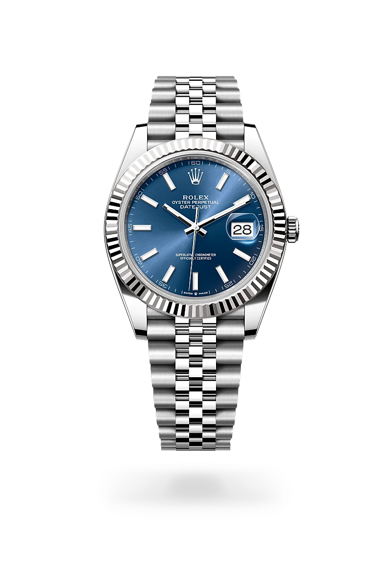 Datejust 41mm Oystersteel and white gold Men's Watch with blue dial