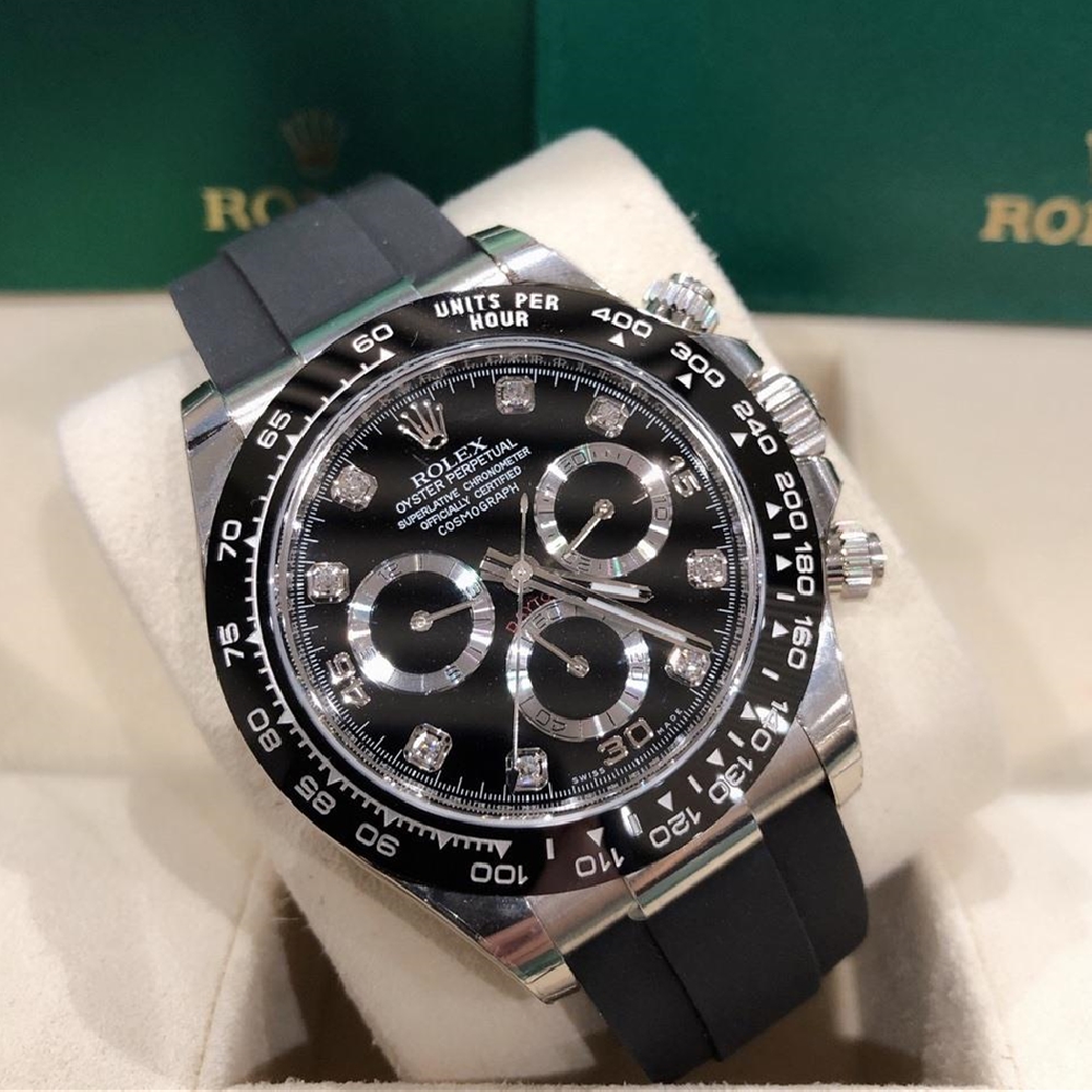 Rolex Daytona White Gold Black Dial Oysterflex Strap 116519LN-0025