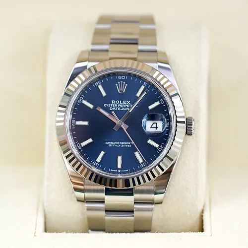 Datejust 41mm Oystersteel and white gold Men's Watch with blue dial