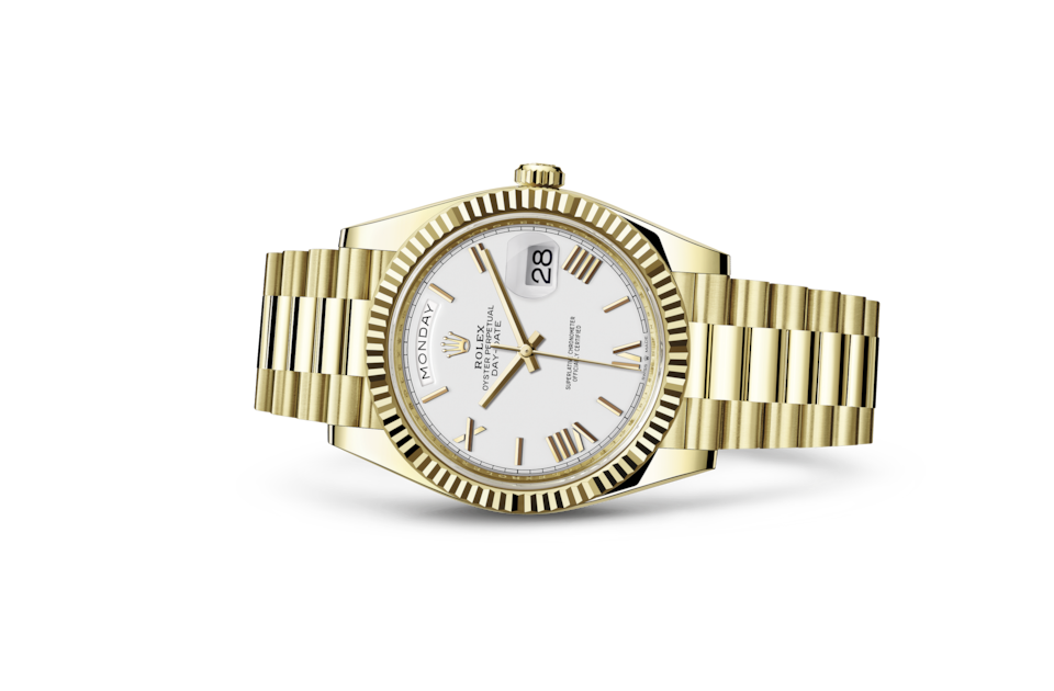 Rolex Day-Date 40mm President Oyster 40 Mm Yellow Gold Green Roman Dial 228238