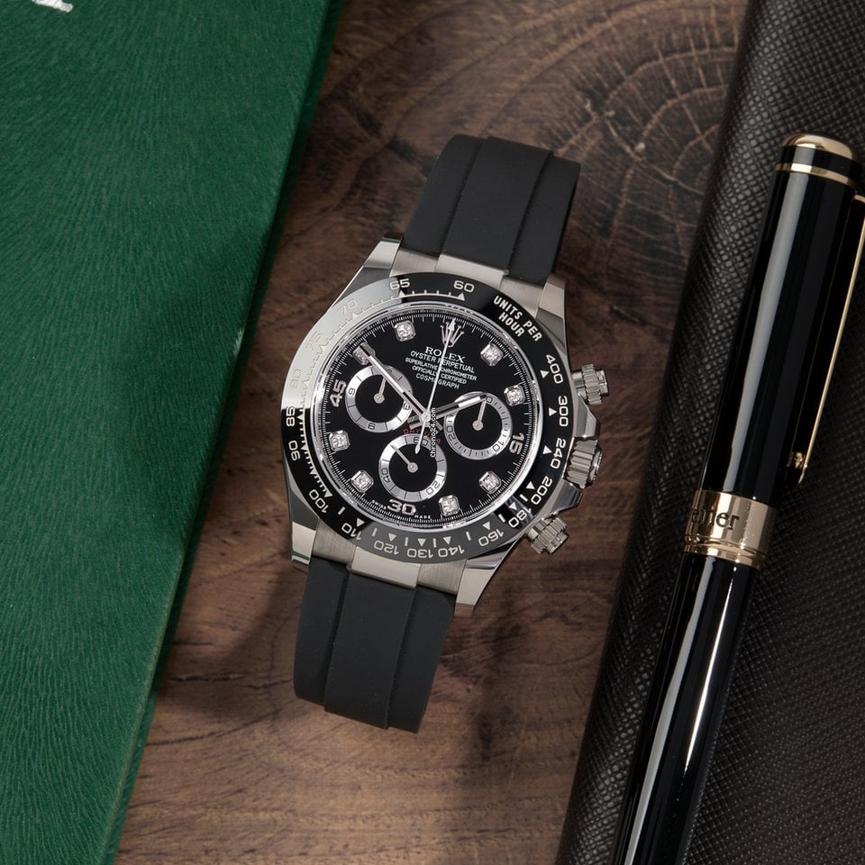 Rolex Daytona White Gold Black Dial Oysterflex Strap 116519LN-0025