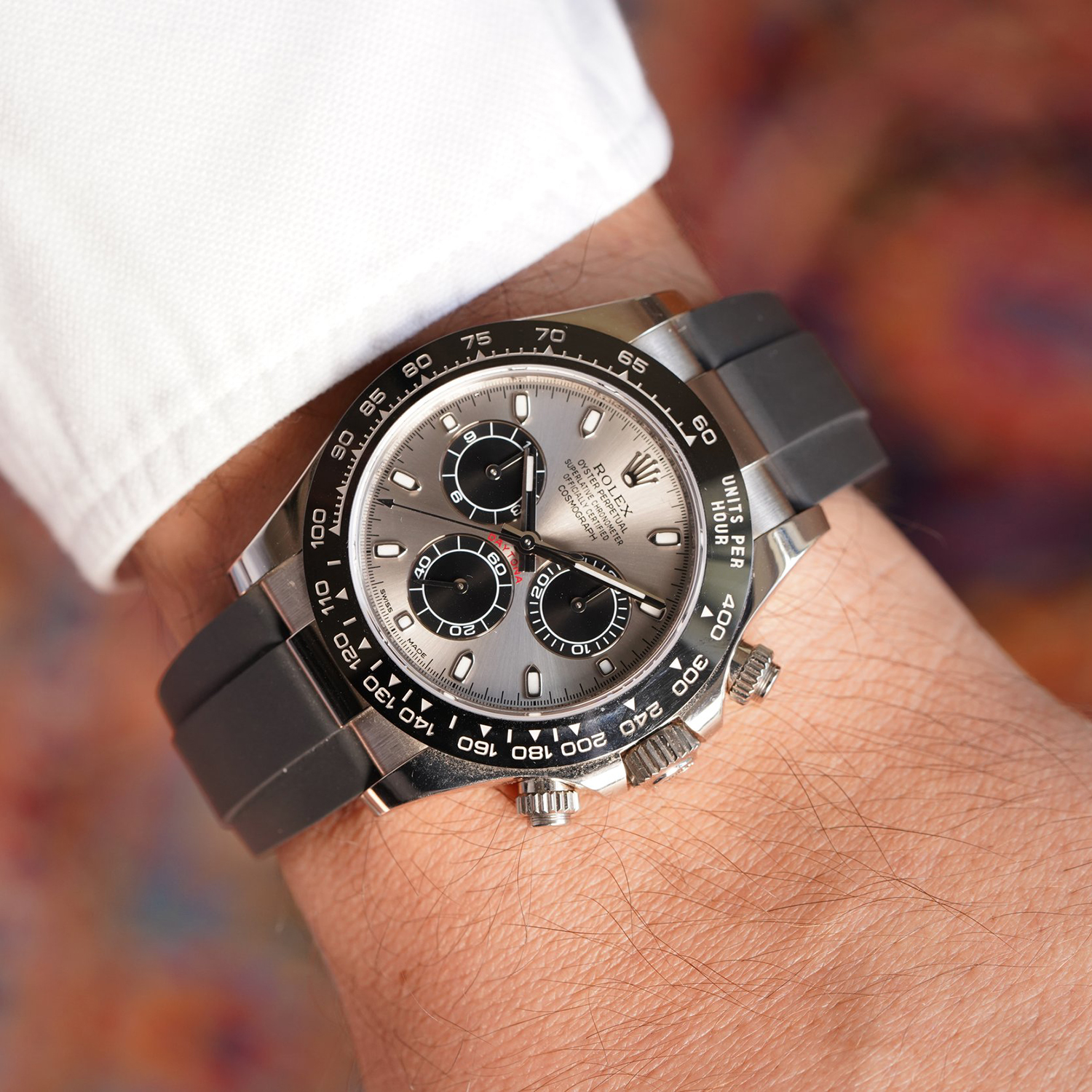 ⚡Big Discount-Rolex Daytona White Gold Steel Dial Oysterflex Strap 116519ln-0027