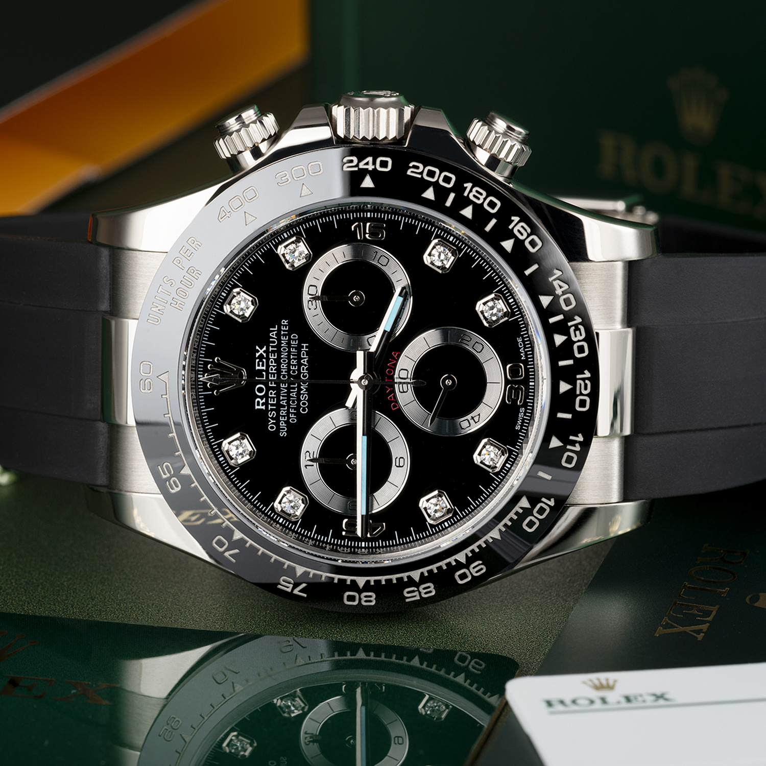 Rolex Daytona White Gold Black Dial Oysterflex Strap 116519LN-0025
