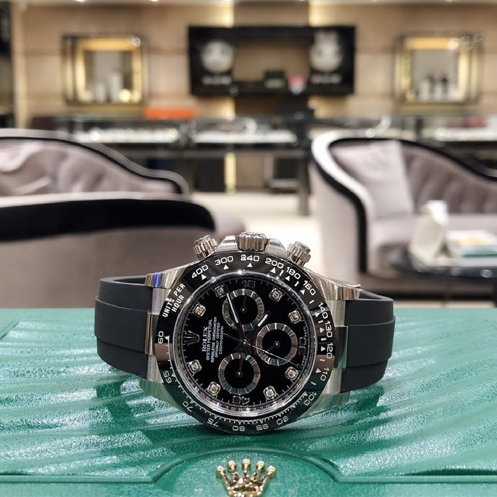 Rolex Daytona White Gold Black Dial Oysterflex Strap 116519LN-0025