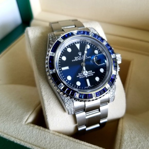 Rolex Submariner Date 116659 SABR 18K White Gold Diamonds Sapphires 41MM
