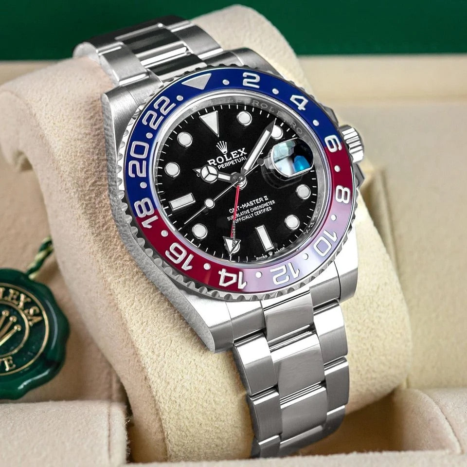 Rolex GMT Master II Pepsi Black Dial / Sprite Black Dial  / Batman Black Dial Stainless Steel Mens Watch 126710blro-0001  40mm
