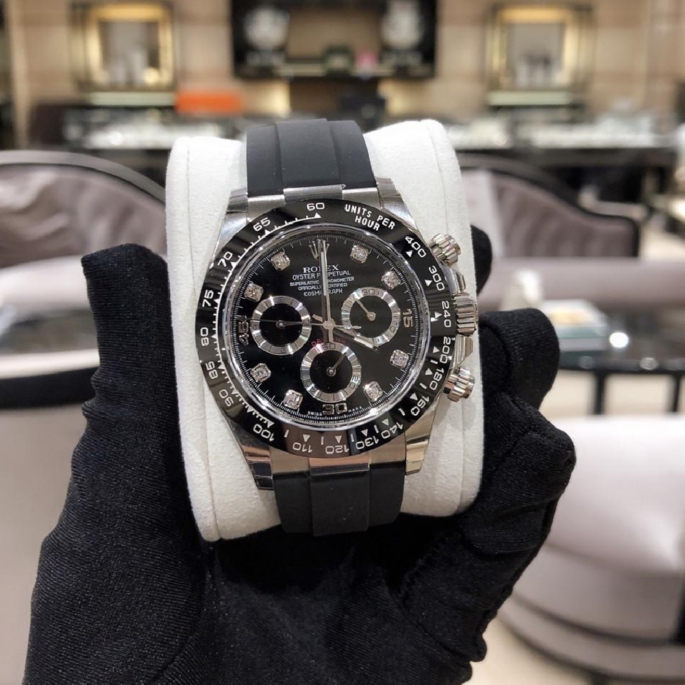 Rolex Daytona White Gold Black Dial Oysterflex Strap 116519LN-0025