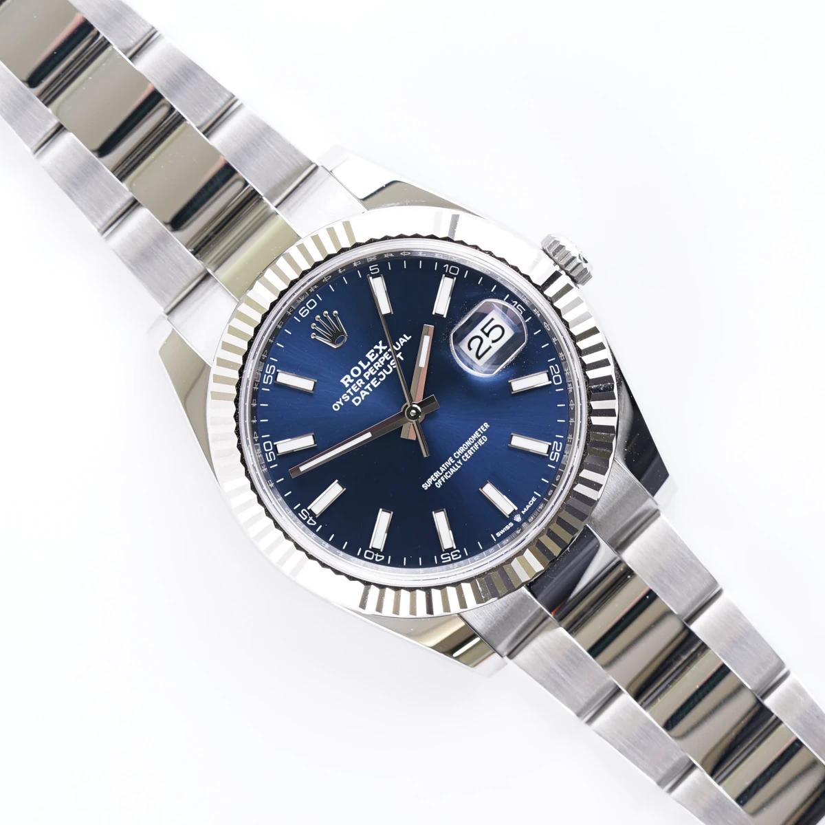 Datejust 41mm Oystersteel and white gold Men's Watch with blue dial