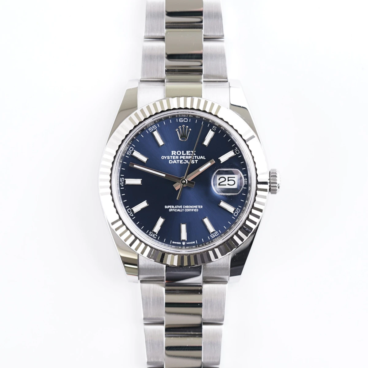 Datejust 41mm Oystersteel and white gold Men's Watch with blue dial