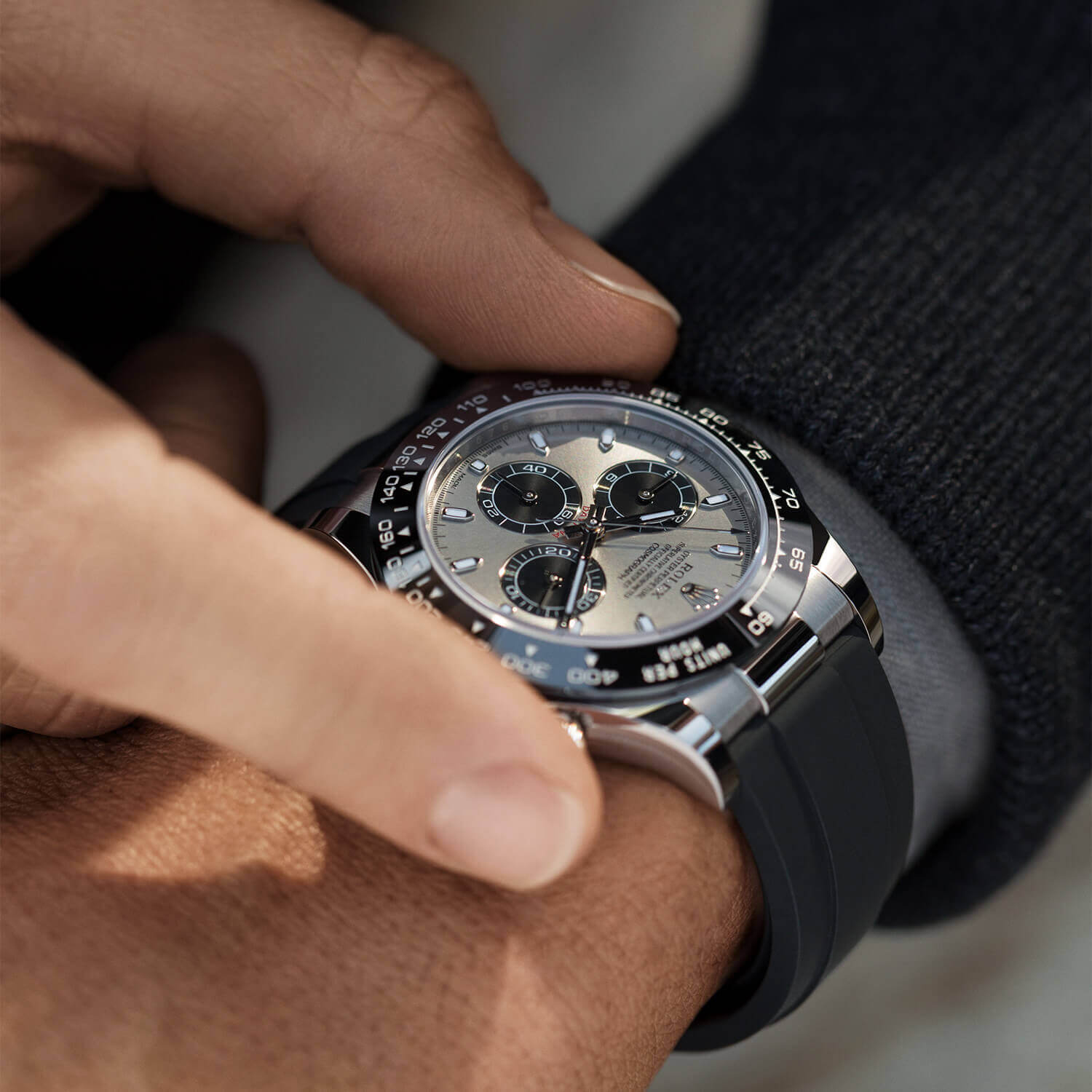 ⚡Big Discount-Rolex Daytona White Gold Steel Dial Oysterflex Strap 116519ln-0027