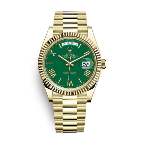 Rolex Day-Date 40mm President Oyster 40 Mm Yellow Gold Green Roman Dial 228238