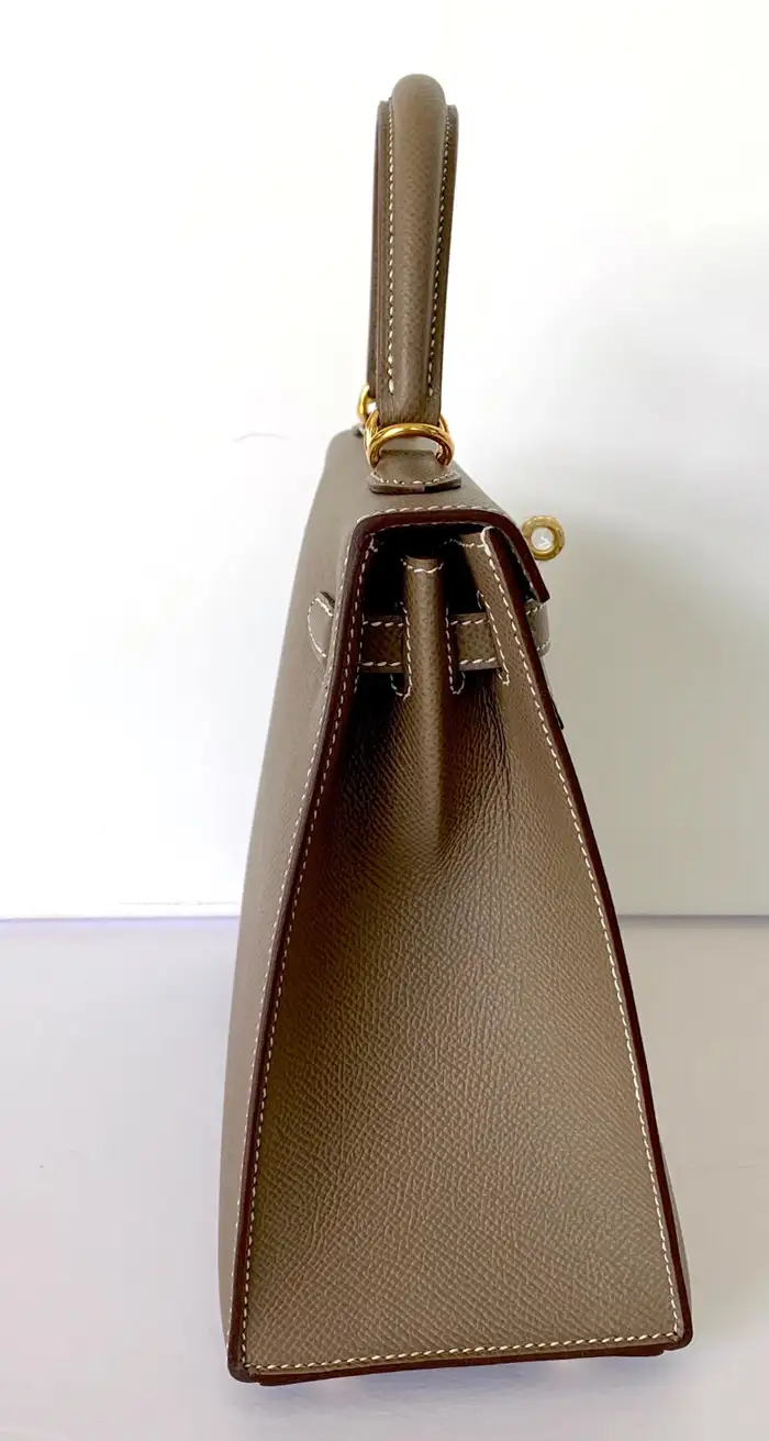Hermes Etoupe Kelly 25 Epsom Sellier Bag Gold Hardware