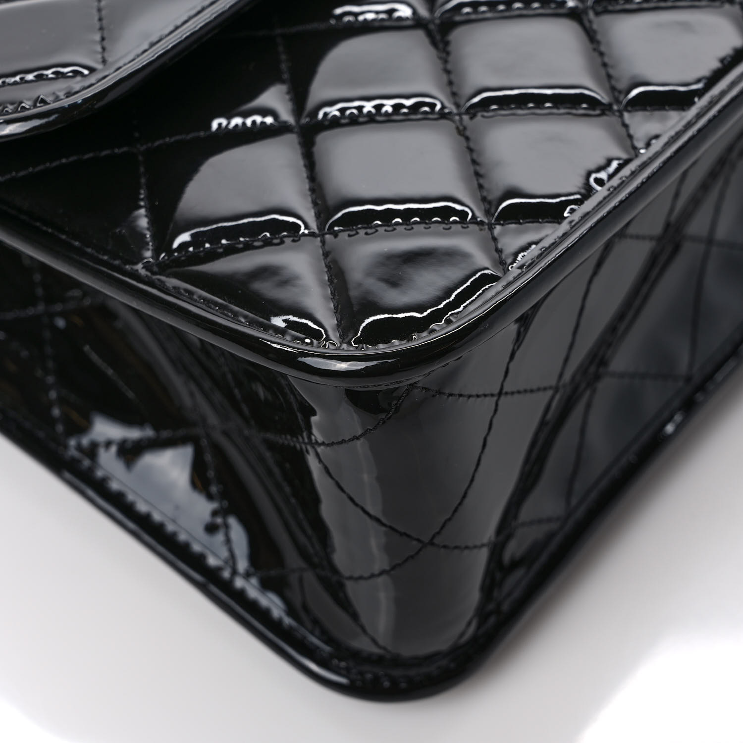 CHANEL  Patent Quilted Large School Memory Top Handle Flap Black