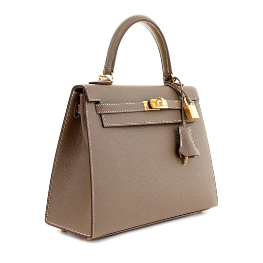 Hermes Etoupe Kelly 25 Epsom Sellier Bag Gold Hardware