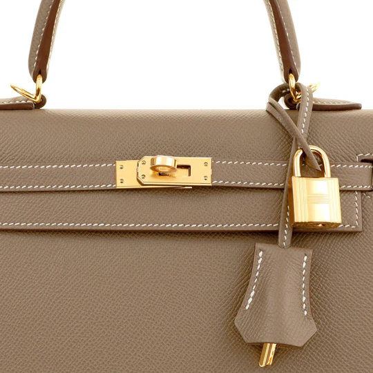 Hermes Etoupe Kelly 25 Epsom Sellier Bag Gold Hardware