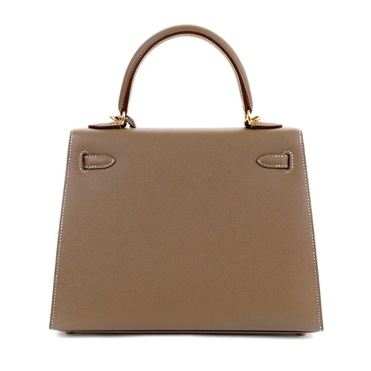 Hermes Etoupe Kelly 25 Epsom Sellier Bag Gold Hardware