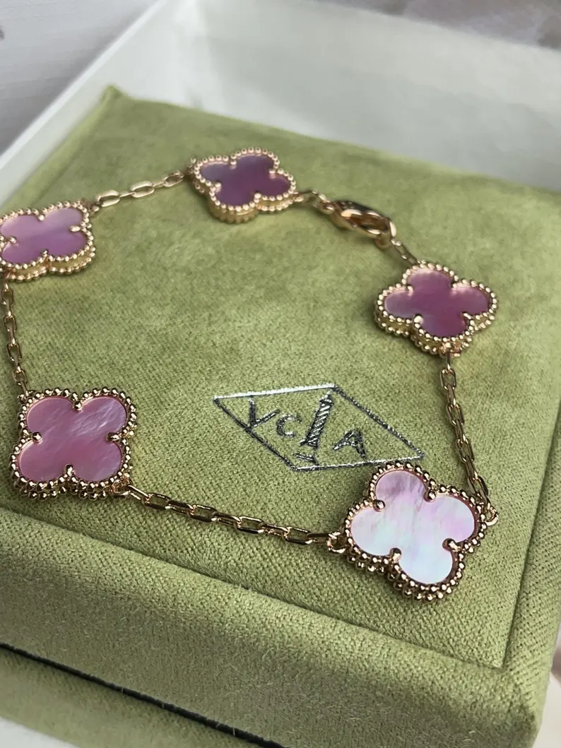 VCA 18k pink Mother-of-pearl Clover bracelet