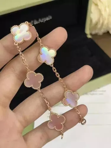 VCA 18k pink Mother-of-pearl Clover bracelet