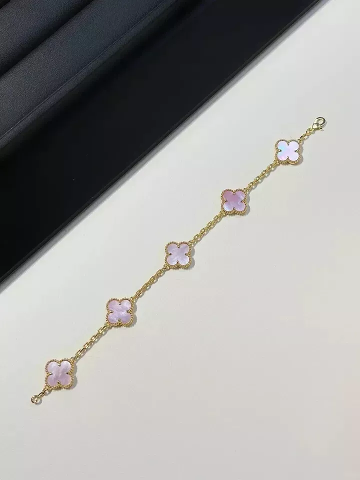 VCA 18k pink Mother-of-pearl Clover bracelet