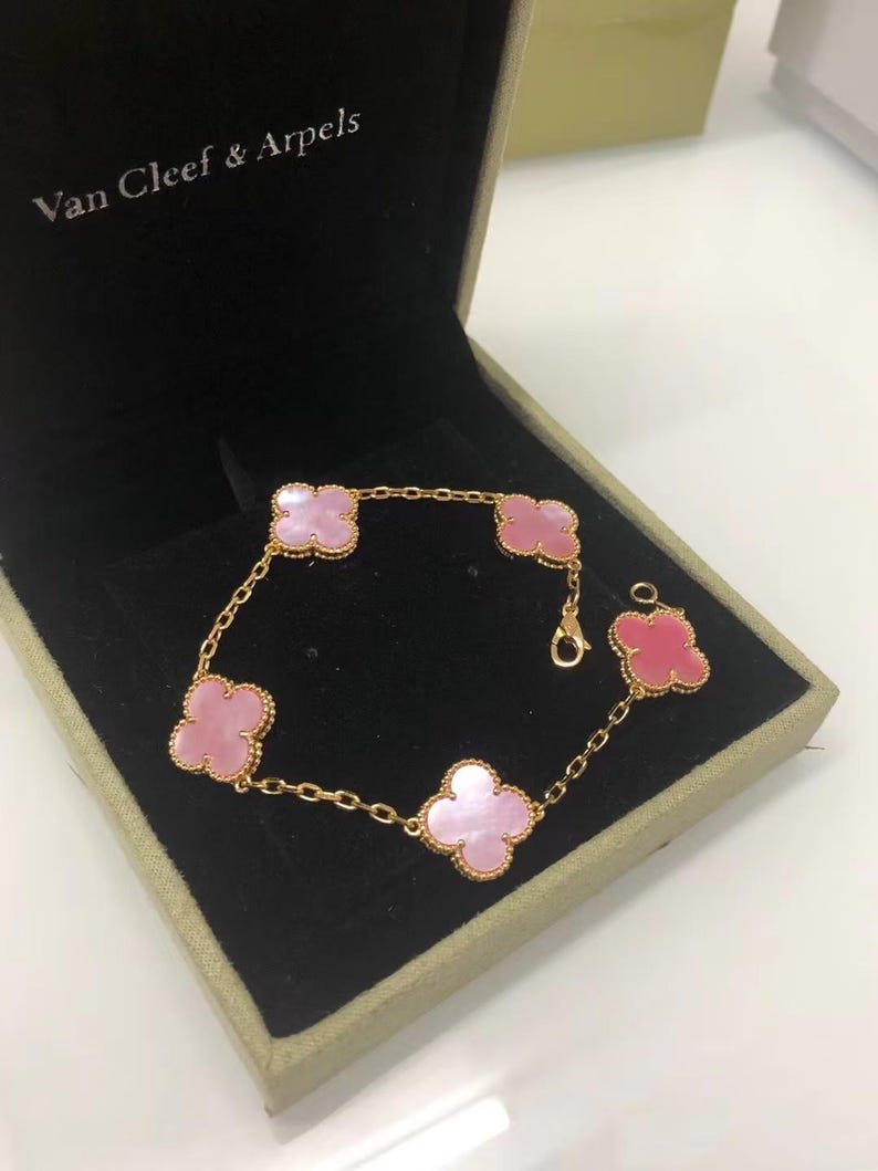 VCA 18k pink Mother-of-pearl Clover bracelet