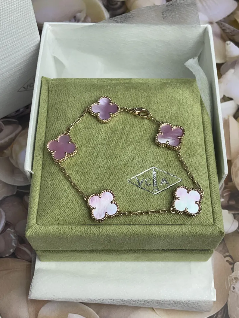 VCA 18k pink Mother-of-pearl Clover bracelet