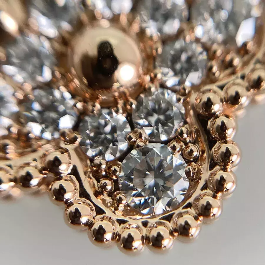 Van Cleef & Arpels 18k Vintage Alhambra Rose Gold Shell diamond 5-Motif Bracelet