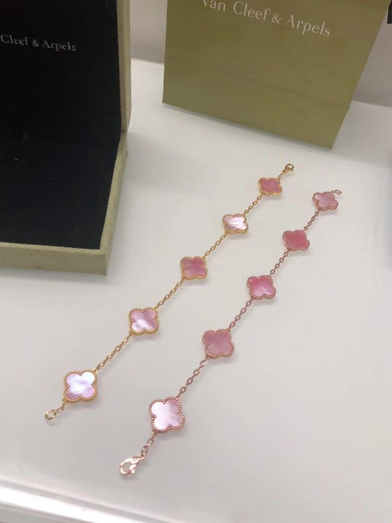 VCA 18k pink Mother-of-pearl Clover bracelet