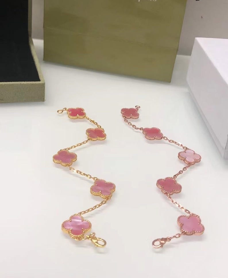 VCA 18k pink Mother-of-pearl Clover bracelet