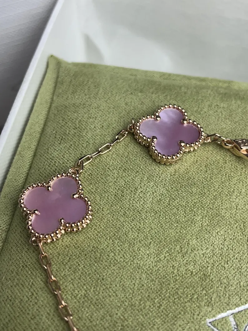 VCA 18k pink Mother-of-pearl Clover bracelet