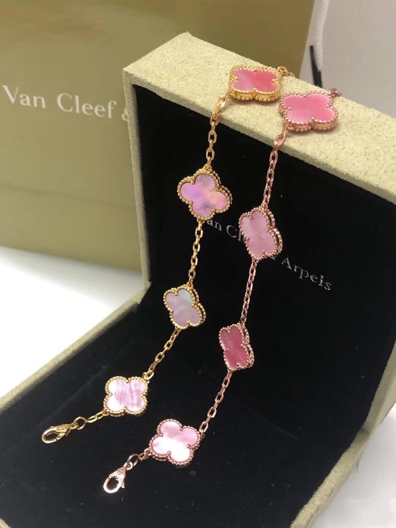 VCA 18k pink Mother-of-pearl Clover bracelet