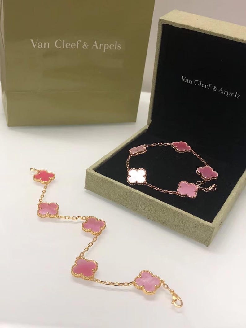 VCA 18k pink Mother-of-pearl Clover bracelet