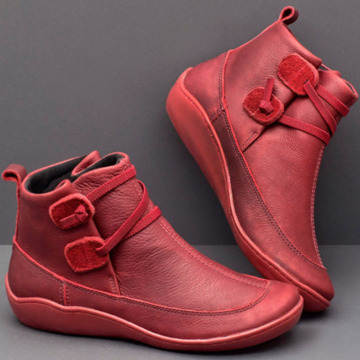 Women Casual Soild Round Toe Flat Heel All Season Boots