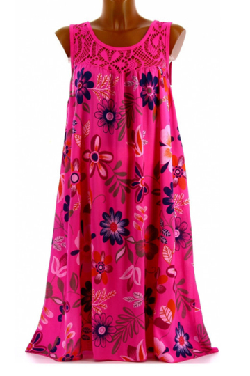 Plus Size Lace Stitching Floral Print Casual Tank Top