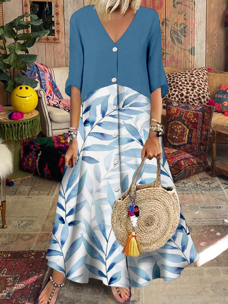 V-neck Fashion Printed Dress