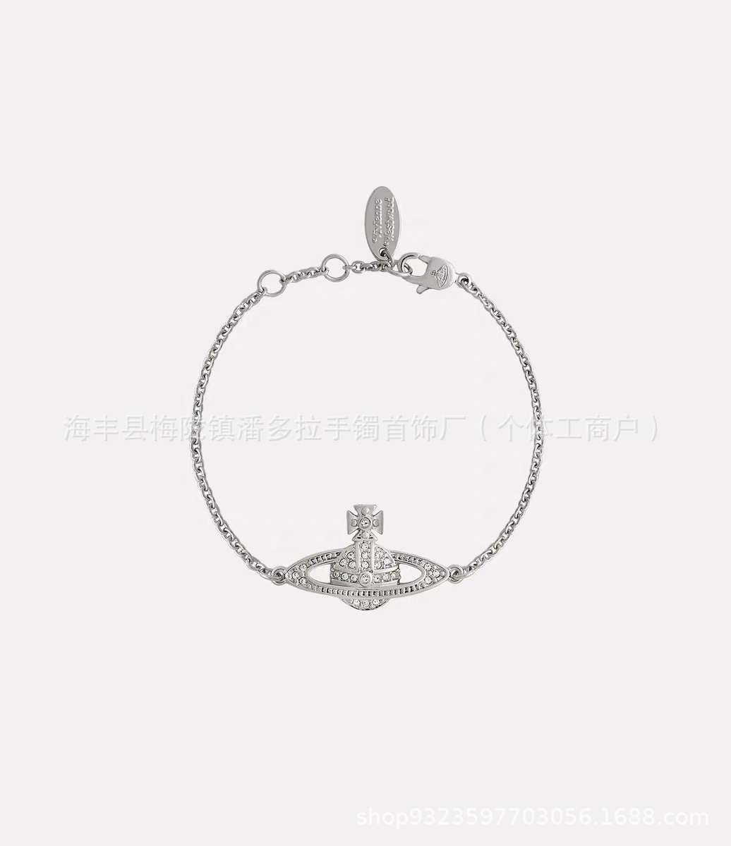 Empress Dowager Saturn Pearl Bracelet Pair Pins Full Diamond Saturn 925 Silver High Version No Falling Counter Inspection