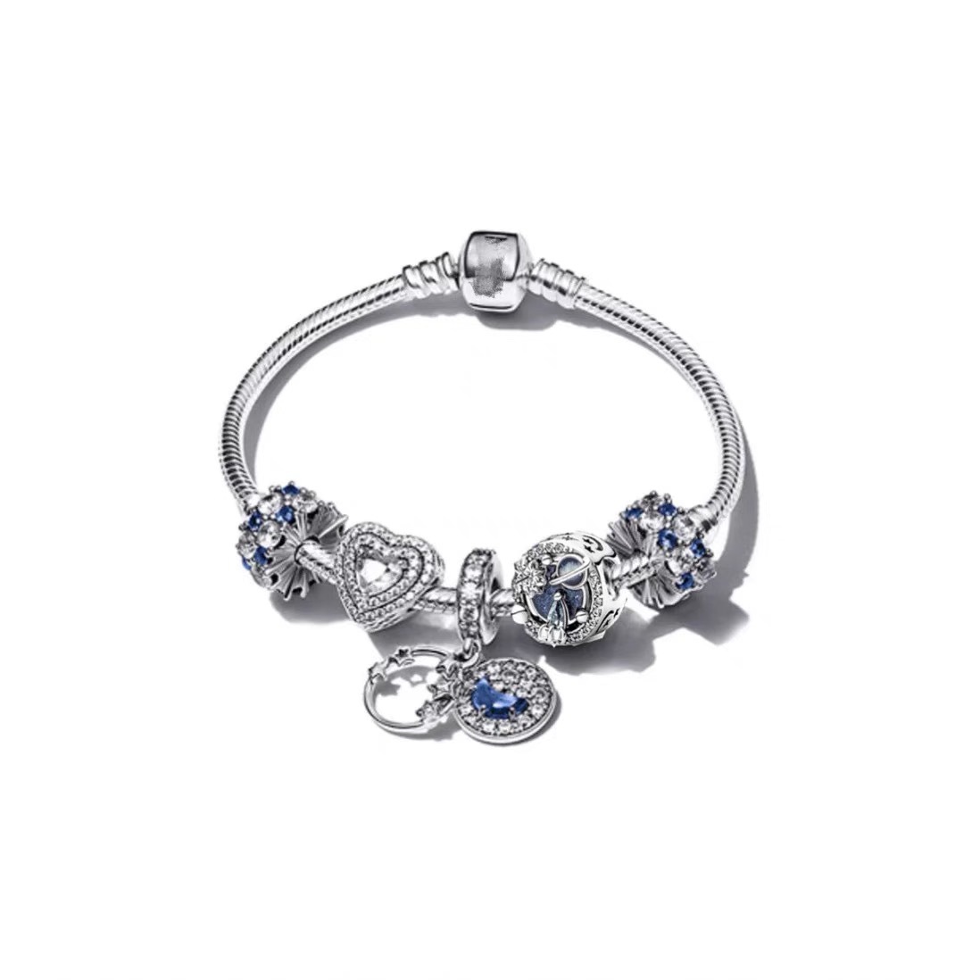 High version cross-border pan luxuryreplica 925 sterling silver bracelet women's beaded DIY loose bead pendant bracelet suit