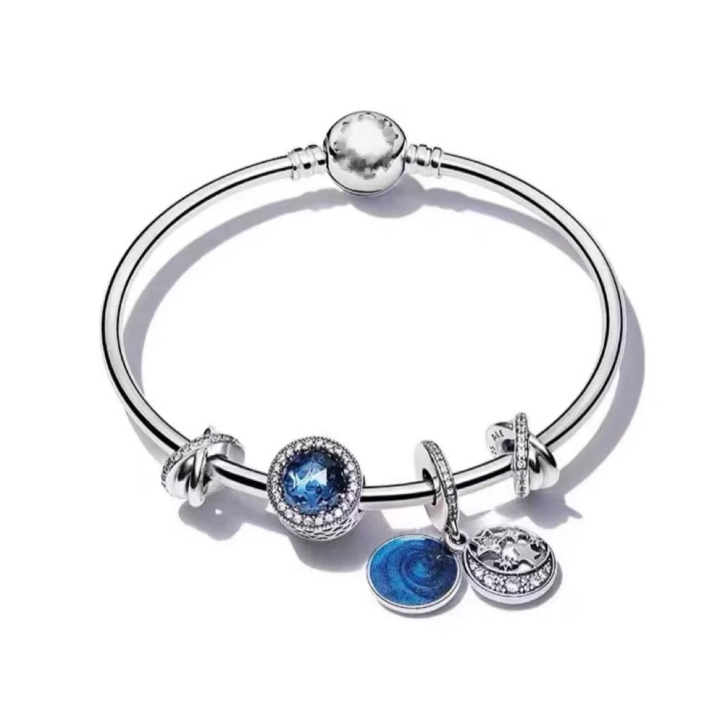 High version cross-border pan luxuryreplica 925 sterling silver bracelet women's beaded DIY loose bead pendant bracelet suit