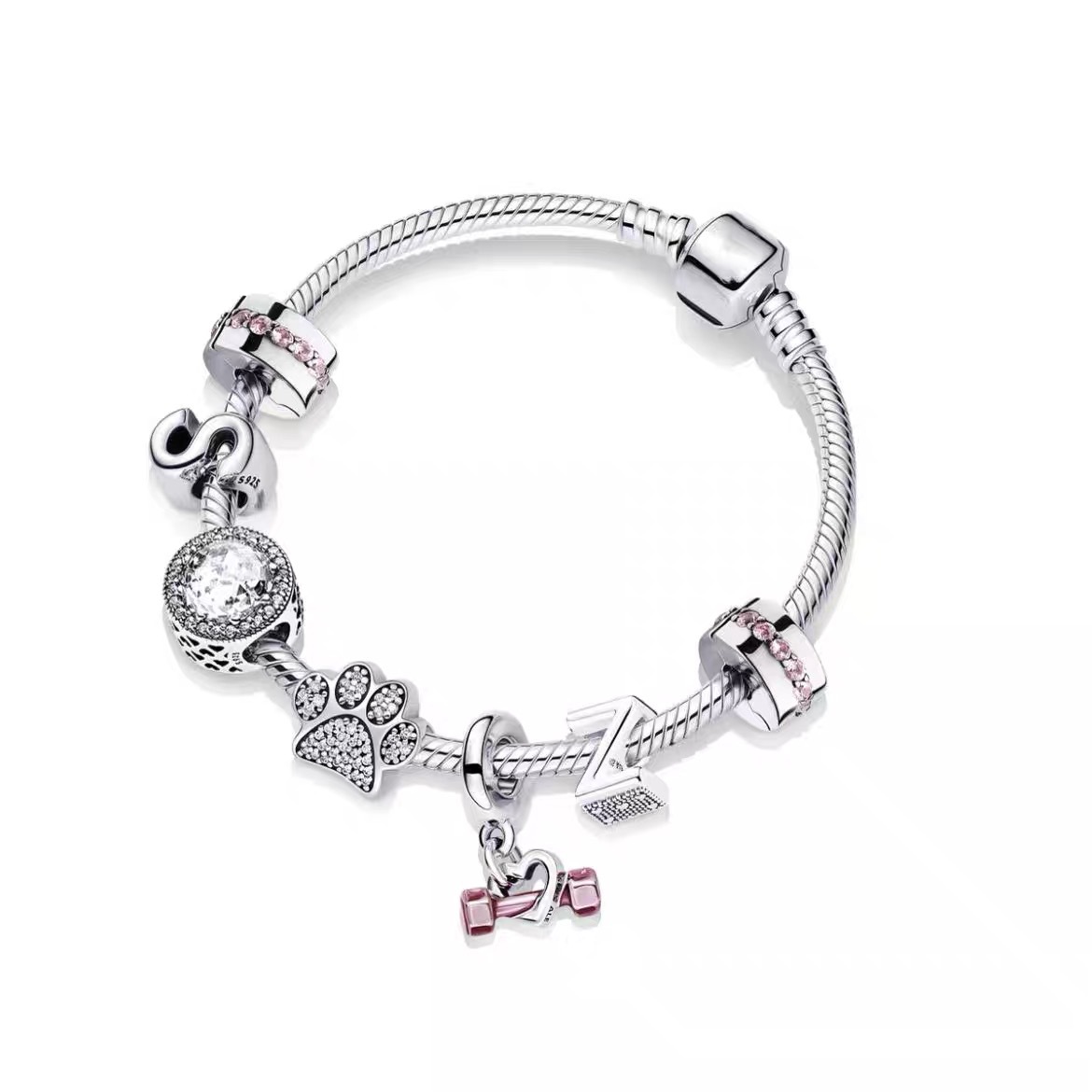 High Version pan luxuryreplica Bracelet 925 Sterling Silver Blue Ocean Series DIY Beaded Beaded Bracelet Fashion Hot Selling