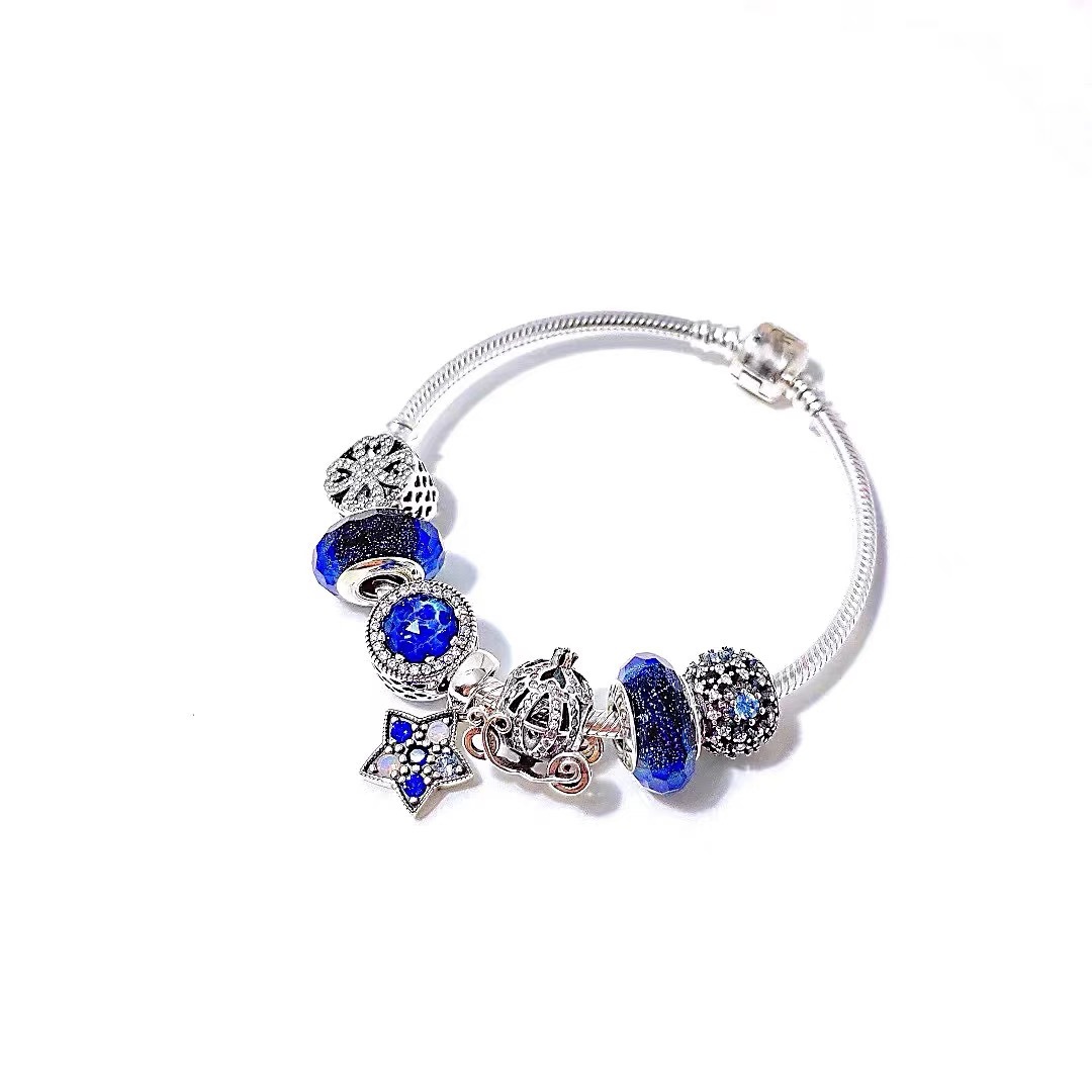 High version cross-border pan luxuryreplica 925 sterling silver bracelet women's beaded DIY loose bead pendant bracelet suit