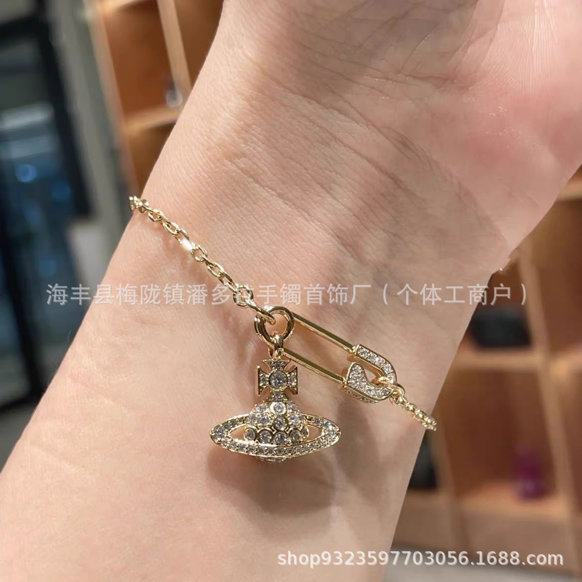 Empress Dowager Saturn Pearl Bracelet Pair Pins Full Diamond Saturn 925 Silver High Version No Falling Counter Inspection