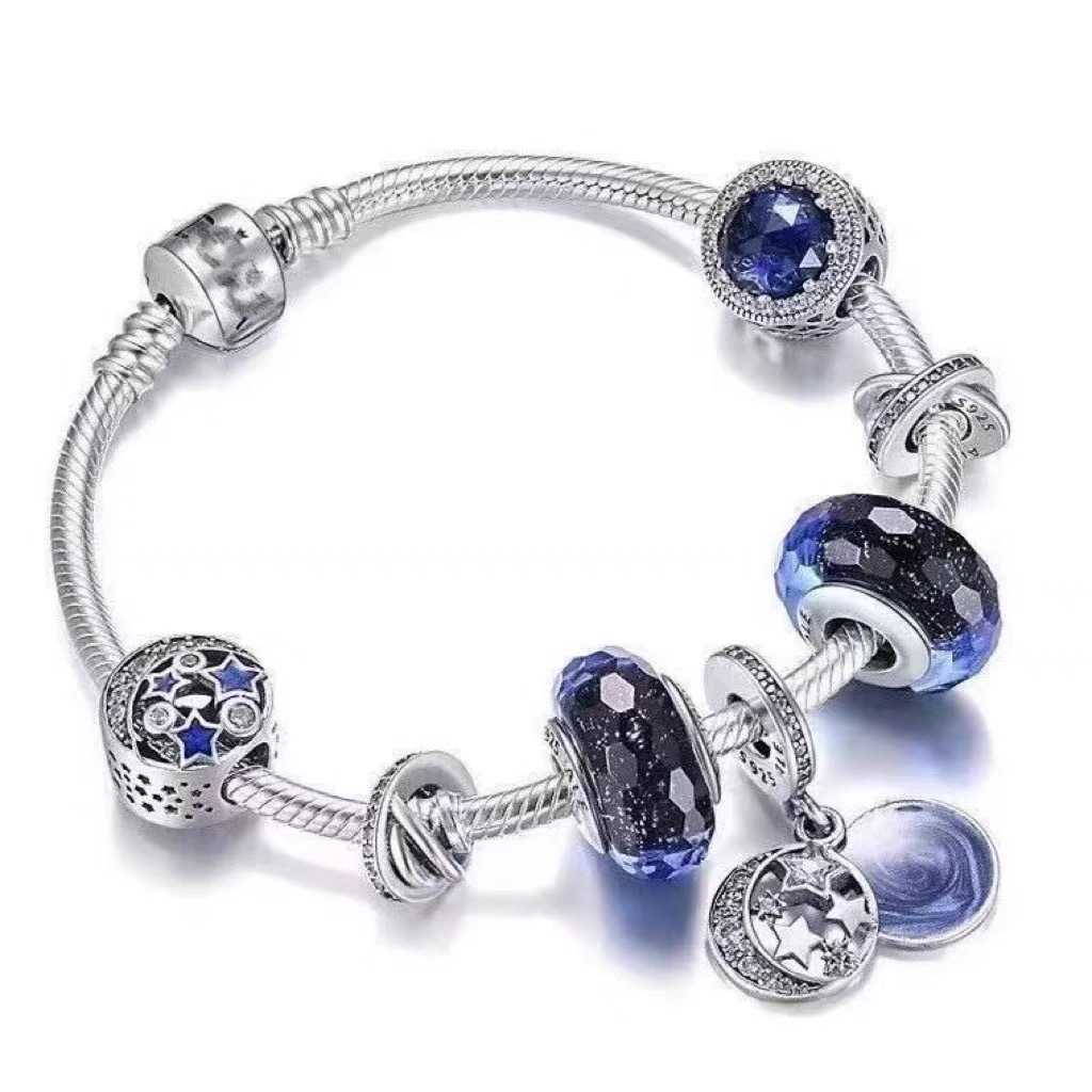 High version cross-border pan luxuryreplica 925 sterling silver bracelet women's beaded DIY loose bead pendant bracelet suit