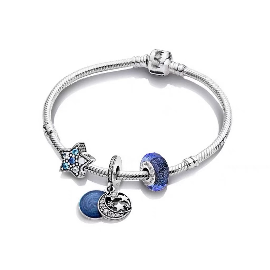 High version cross-border pan luxuryreplica 925 sterling silver bracelet women's beaded DIY loose bead pendant bracelet suit